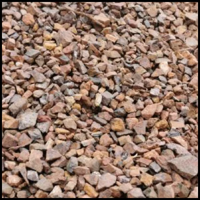 Campione di bauxite della classe granulometrica 10–50 mm