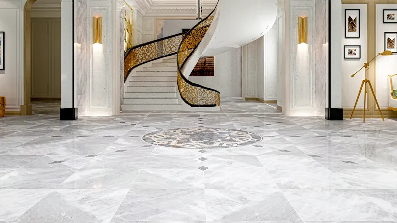 Design inspiration showing DM White natural stone in an architectural setting