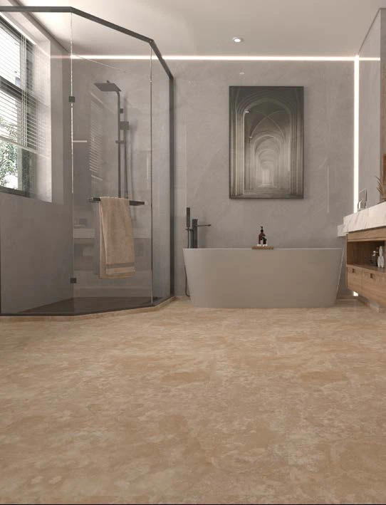Ispirazione progettuale con la pietra naturale DM Travertino CC · Levigato in un contesto architettonico